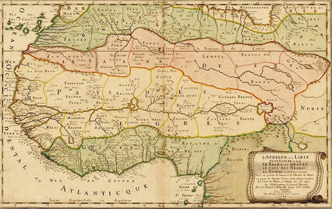 West Africa 1679 White Modern Wood Framed Art Print with Double Matting by Vintage Maps