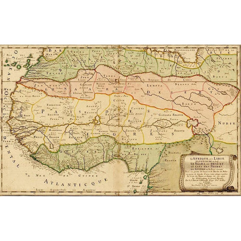 West Africa 1679 Black Modern Wood Framed Art Print with Double Matting by Vintage Maps