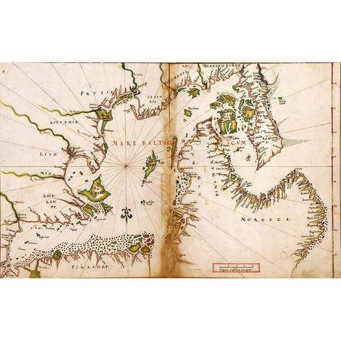 Baltic Sea in a Polar Projection 1630 Gold Ornate Wood Framed Art Print with Double Matting by Vintage Maps