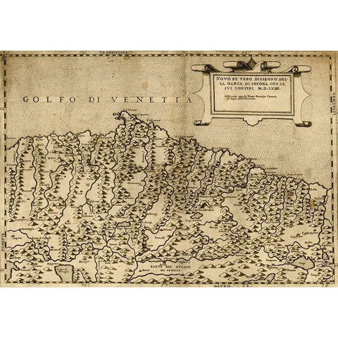 Ancona Italy 1568 Black Modern Wood Framed Art Print with Double Matting by Vintage Maps