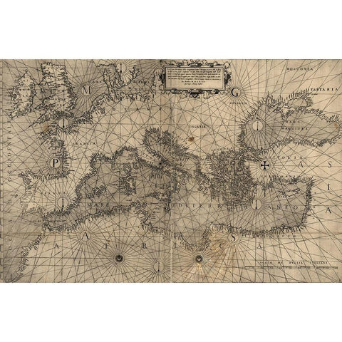 Europe in 1572 Black Modern Wood Framed Art Print with Double Matting by Vintage Maps