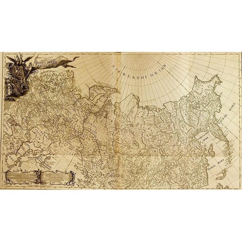 Map of Imperial Russia 1745 Black Modern Wood Framed Art Print with Double Matting by Vintage Maps