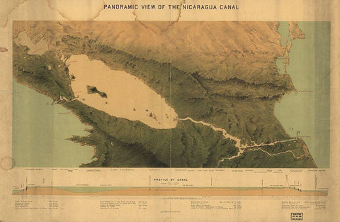 Nicaragua Isthmus Canal 1870 Black Ornate Wood Framed Art Print with Double Matting by Vintage Maps