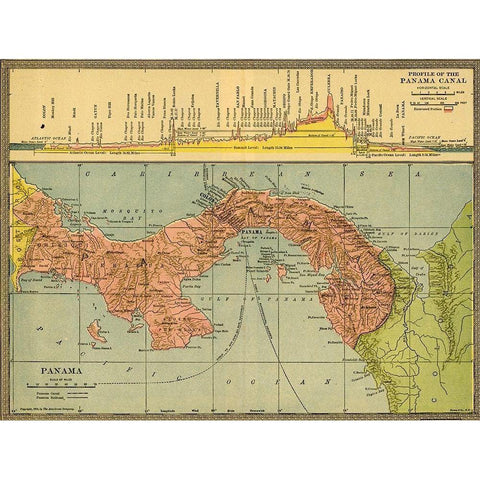 Panama Canal Zone 1904 White Modern Wood Framed Art Print by Vintage Maps