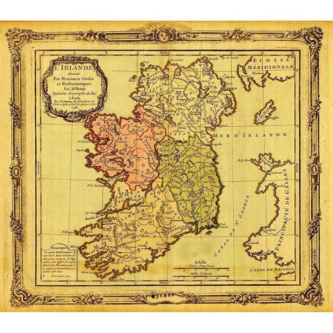 Ireland pictured in Ecclesiastical Divisions 1766 White Modern Wood Framed Art Print by Vintage Maps