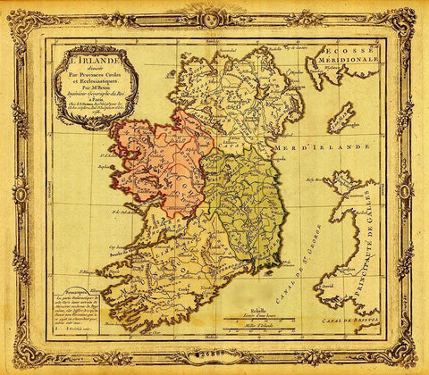 Ireland pictured in Ecclesiastical Divisions 1766 Black Ornate Wood Framed Art Print with Double Matting by Vintage Maps