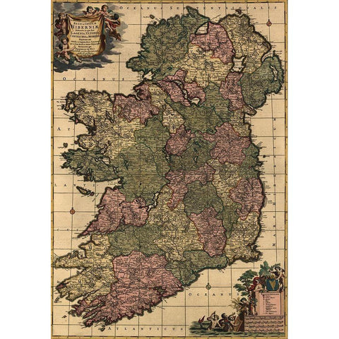 Ireland 1750 White Modern Wood Framed Art Print by Vintage Maps