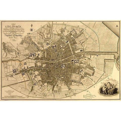 Ireland Dublin 1791 White Modern Wood Framed Art Print by Vintage Maps