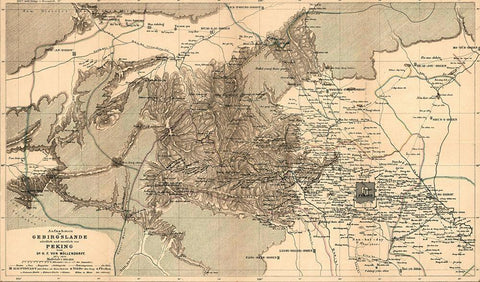 Mongolia 1915 White Modern Wood Framed Art Print with Double Matting by Vintage Maps