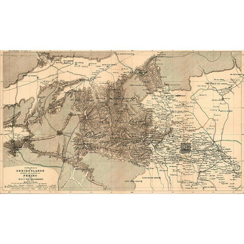 Mongolia 1915 Black Modern Wood Framed Art Print with Double Matting by Vintage Maps