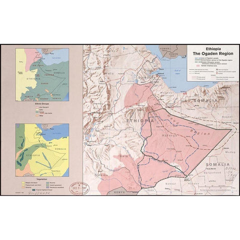 Ethiopia the Ogaden Region  White Modern Wood Framed Art Print by Vintage Maps