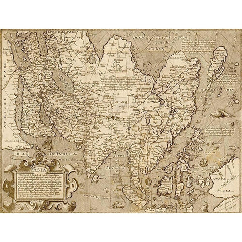 Asia 1600 White Modern Wood Framed Art Print by Vintage Maps