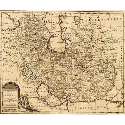 Persia Iran 1767 Black Modern Wood Framed Art Print by Vintage Maps