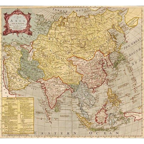 Asia 1700s Black Modern Wood Framed Art Print with Double Matting by Vintage Maps