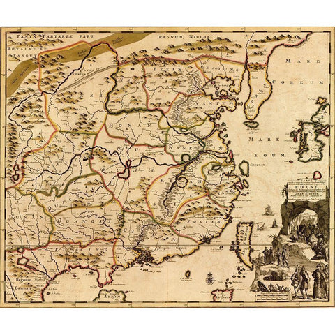 China 1700 White Modern Wood Framed Art Print by Vintage Maps