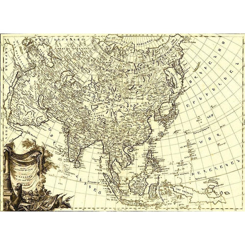 Asia 1787 Black Modern Wood Framed Art Print by Vintage Maps