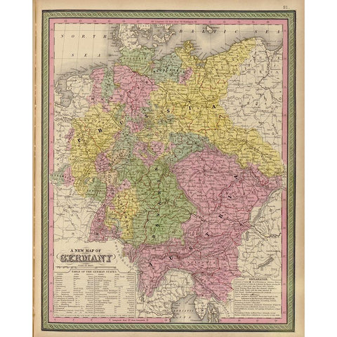 Germany 1849 Black Modern Wood Framed Art Print with Double Matting by Vintage Maps