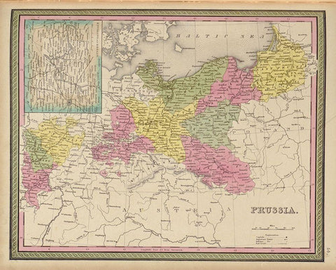 Prussia 1849 White Modern Wood Framed Art Print with Double Matting by Vintage Maps