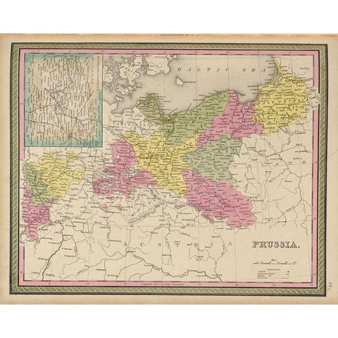 Prussia 1849 Black Modern Wood Framed Art Print with Double Matting by Vintage Maps