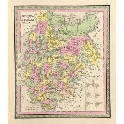 Russia in Europe 1849 White Modern Wood Framed Art Print by Vintage Maps