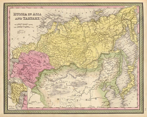 Russia in Asia and Tartary 1849 Black Ornate Wood Framed Art Print with Double Matting by Vintage Maps