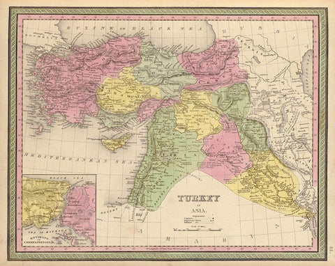 Turkey in Asia 1849 White Modern Wood Framed Art Print with Double Matting by Vintage Maps