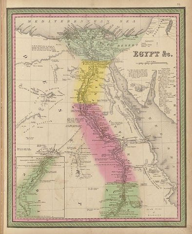 Egypt 1849 White Modern Wood Framed Art Print with Double Matting by Vintage Maps