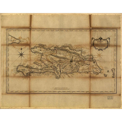 Santo Domingo 1796 Gold Ornate Wood Framed Art Print with Double Matting by Vintage Maps