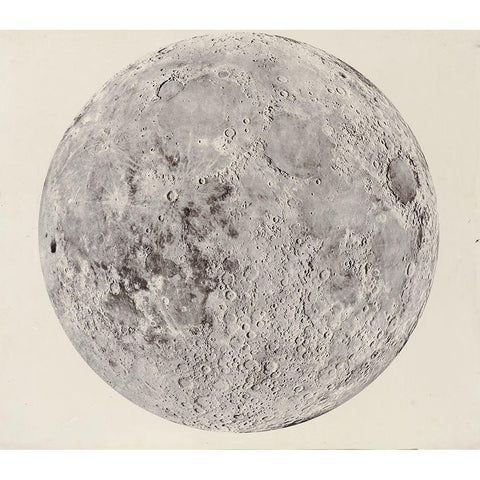 Moon surface with Craters White Modern Wood Framed Art Print by Vintage Maps