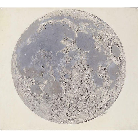 Moon surface with Craters White Modern Wood Framed Art Print by Vintage Maps