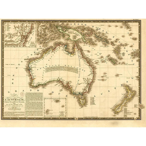 Australia 1826 White Modern Wood Framed Art Print by Vintage Maps