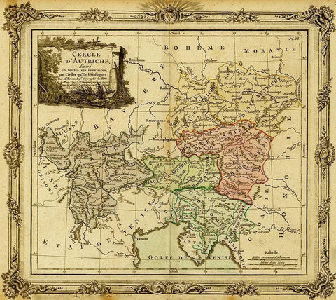 Holy Roman Empire and Austria 1792 White Modern Wood Framed Art Print with Double Matting by Vintage Maps