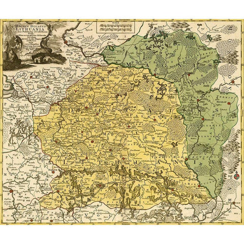 Lithuania 1778 White Modern Wood Framed Art Print by Vintage Maps