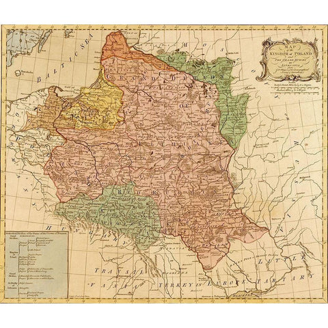 Kingdom of Poland and The Grand Duchy of Lithuania 1777 Black Modern Wood Framed Art Print with Double Matting by Vintage Maps