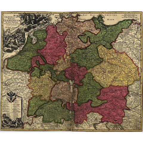 Imperial Roman Germany 1700 Black Modern Wood Framed Art Print with Double Matting by Vintage Maps