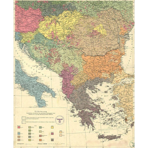 Peoples of the Balkans and Danube Area 1940 Black Modern Wood Framed Art Print by Vintage Maps