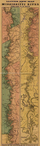 Mississippi River from Cairo to its mouth 1863  White Modern Wood Framed Art Print with Double Matting by Vintage Maps