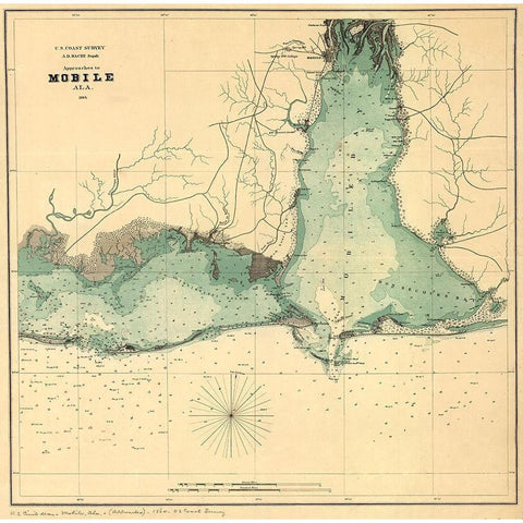 Approaches to Mobile Alabama 1864 White Modern Wood Framed Art Print by Vintage Maps