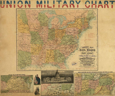 Union Military Chart 1861 White Modern Wood Framed Art Print with Double Matting by Vintage Maps