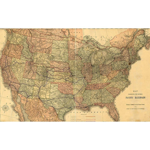 Pacific Railroads of The United States 1883 White Modern Wood Framed Art Print by Vintage Maps