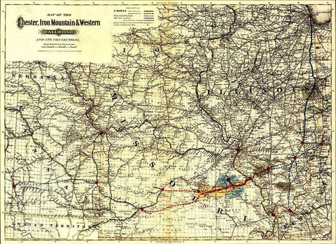 Chester Iron Mountain and Western Railroad 1881 White Modern Wood Framed Art Print with Double Matting by Vintage Maps