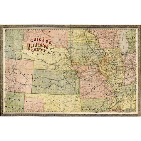 Chicago Burlington and Quincy 1881 White Modern Wood Framed Art Print by Vintage Maps