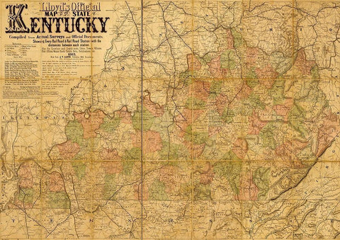 Kentucky 1862 White Modern Wood Framed Art Print with Double Matting by Vintage Maps