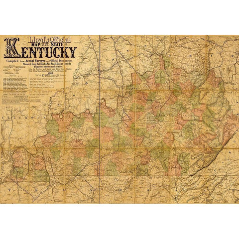 Kentucky 1862 Black Modern Wood Framed Art Print with Double Matting by Vintage Maps