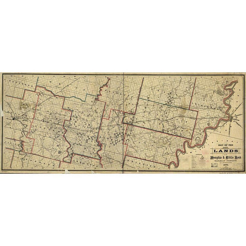 Memphis and Little Rock Railroad Company 1878 White Modern Wood Framed Art Print by Vintage Maps