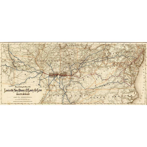 Louisville New Albany and St Louis Air Line Railroad 1872 White Modern Wood Framed Art Print by Vintage Maps