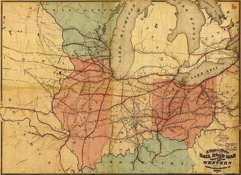 Travelers Edition Road Map 1859 White Modern Wood Framed Art Print with Double Matting by Vintage Maps