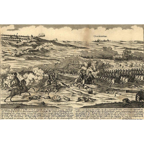 Battle of Germantown near Philadelphia 1777 Black Modern Wood Framed Art Print with Double Matting by Vintage Maps