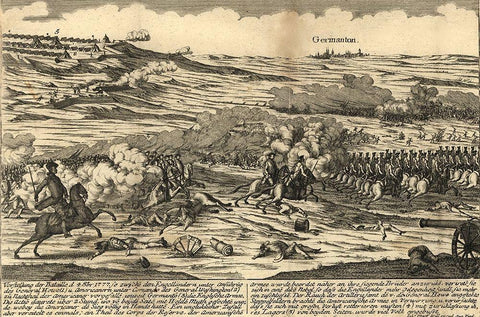 Battle of Germantown near Philadelphia 1777 White Modern Wood Framed Art Print with Double Matting by Vintage Maps