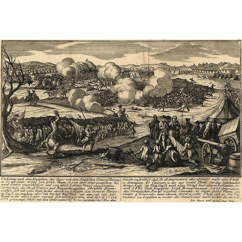 English Army of General Burgoyne with his German Troops 1777 Black Modern Wood Framed Art Print by Vintage Maps